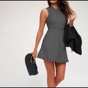NWOT Lulus Black and White Checkered Mini Dress